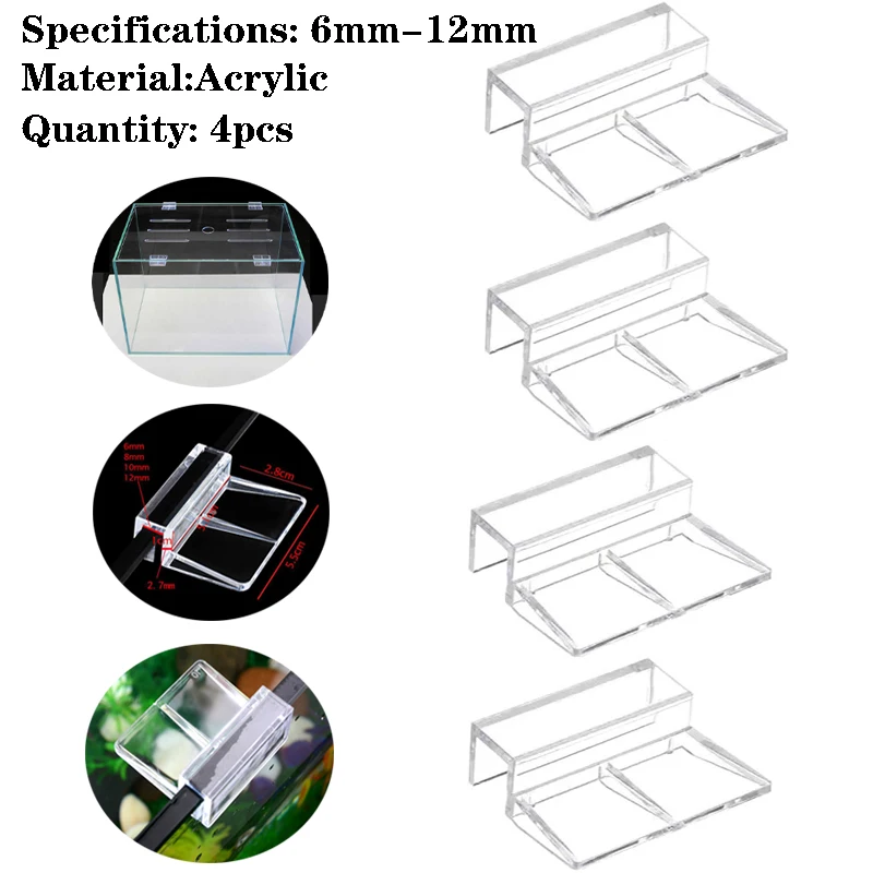 Aquarium Fish Elevator - 6mm/8mm/10mm/12mm 4 stuks Aquarium Acryl Clips
