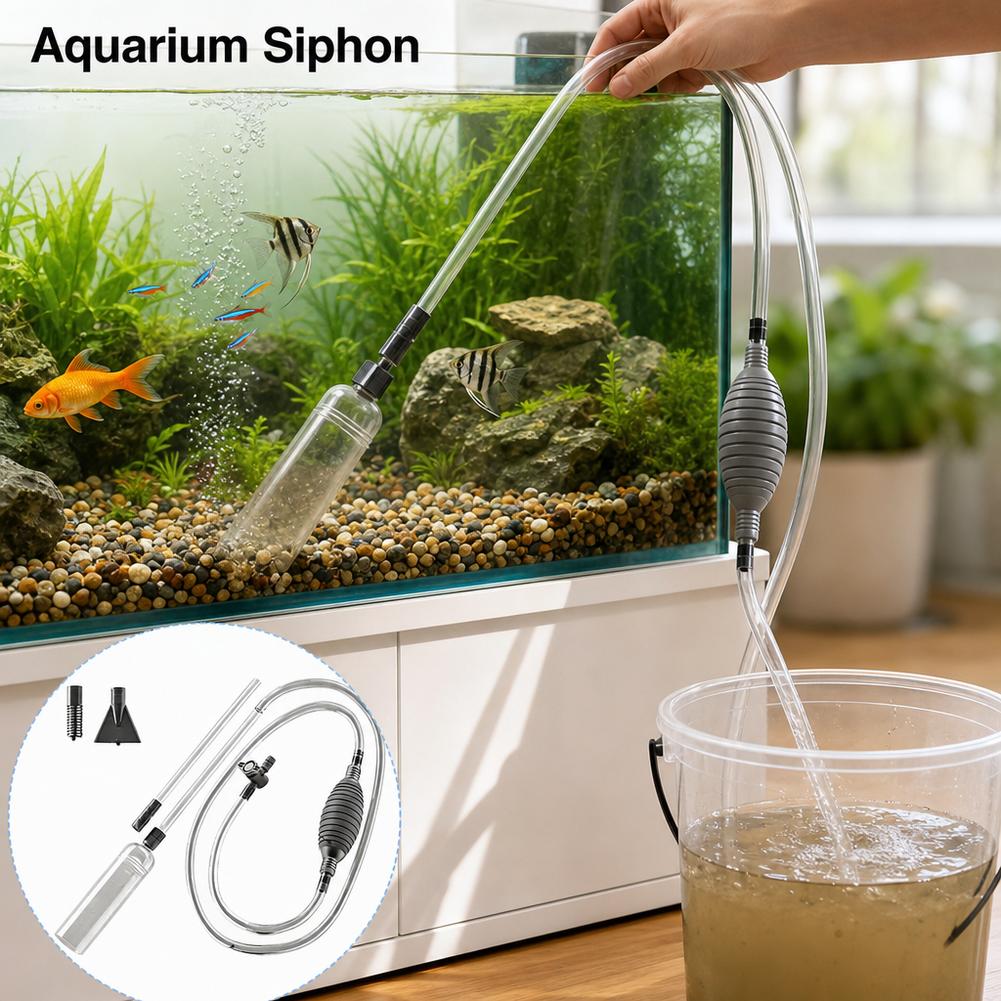Aquarium Fish Maintenance - Handmatige aquariumsifon, visbak waterverversingsset, grindreiniger, zandwaspomp,