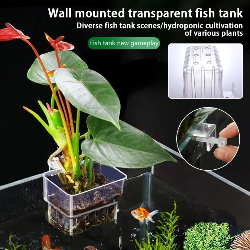 Aquarium Fish Pot - Aquarium hangende plantenbakjes, wandgemonteerde houder voor