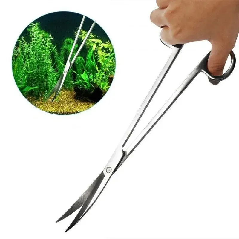 Aquarium Fish Maintenance - Aquariumschaar, extra lang roestvrijstalen reinigingsgereedschap, aquascape-gereedschap